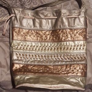 Gold sequence leather purse